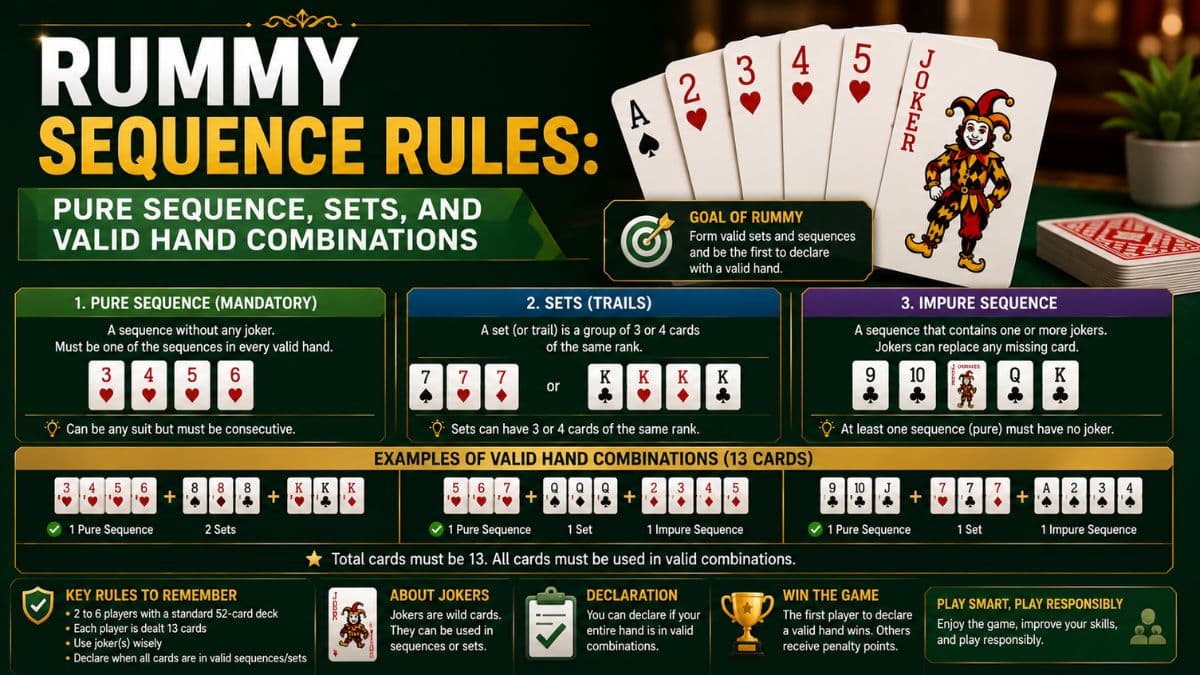 Rummy Sequence Rules: Pure Sequence, Sets, and Valid Hand Combinations